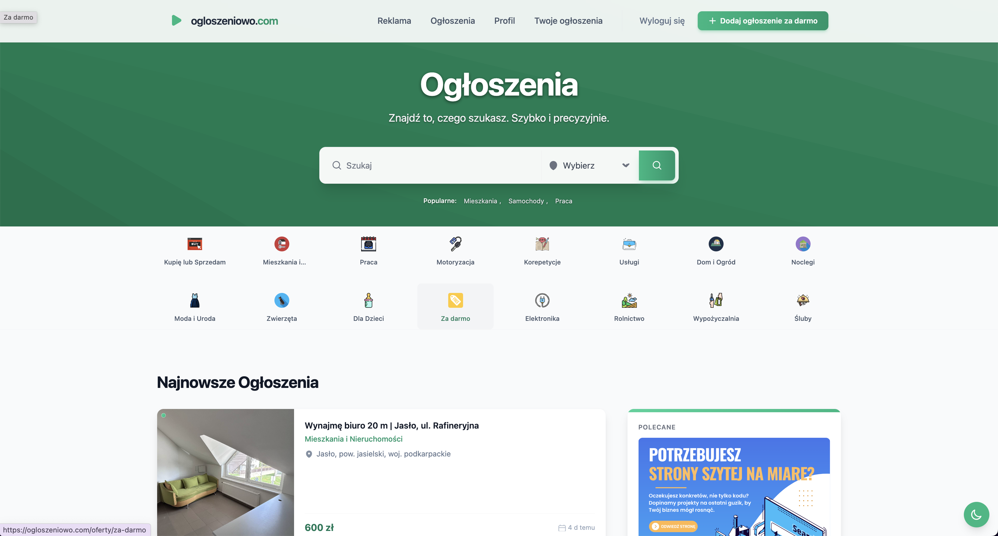 Portal Ogłoszeniowy Ogłoszeniowo